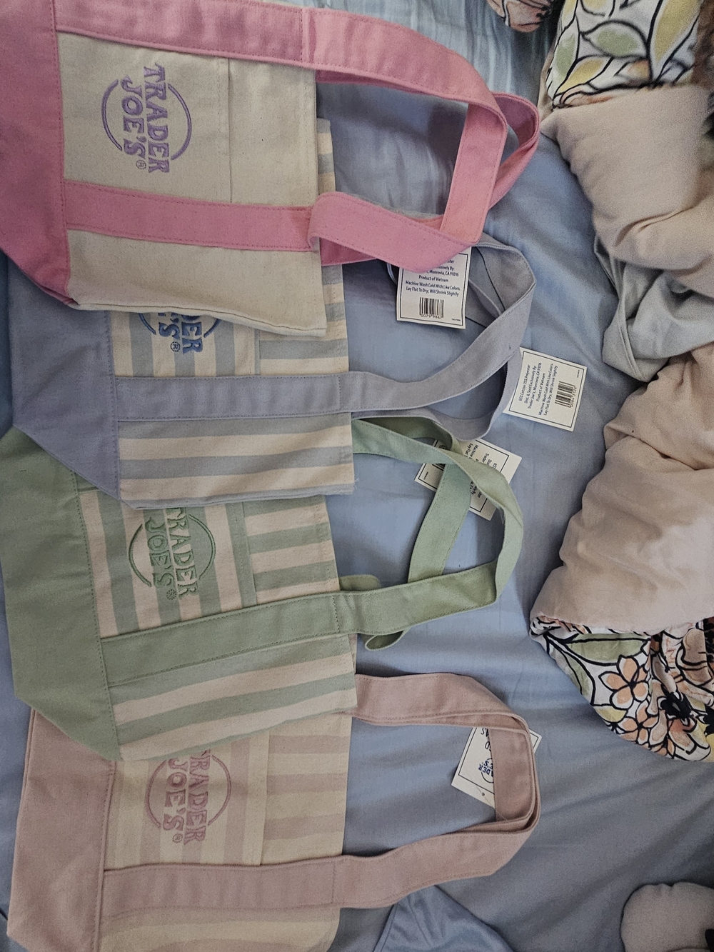 Pastel Stripe Canvas Tote Bag - Pink